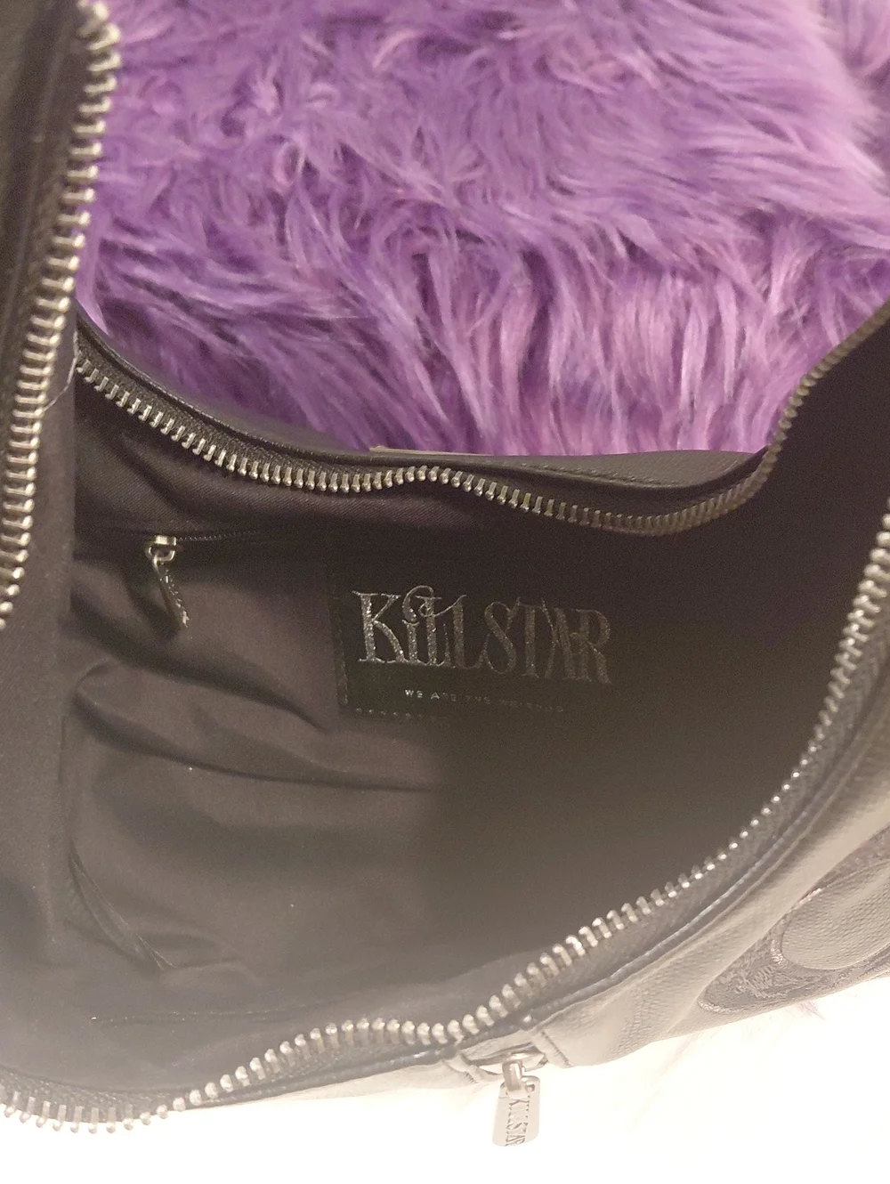 KILLSTAR Black Hobo Bag with Embroidered Snake Motif